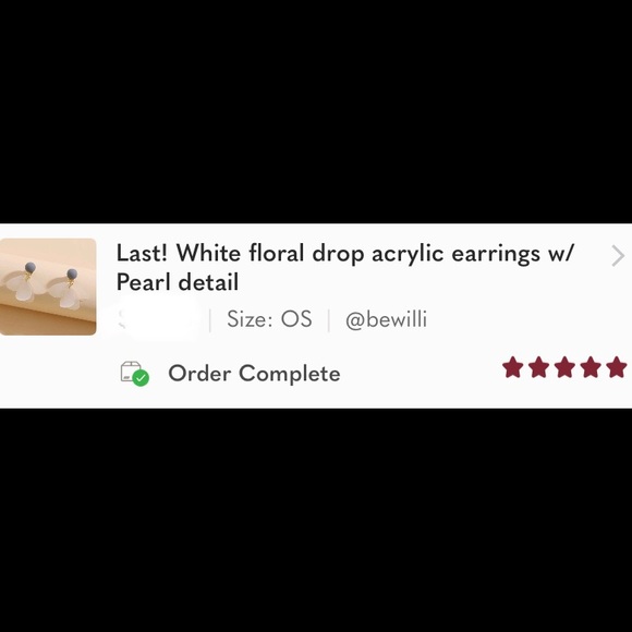 Last! White floral drop acrylic earrings w/ Pearl detail - Picture 2 of 7